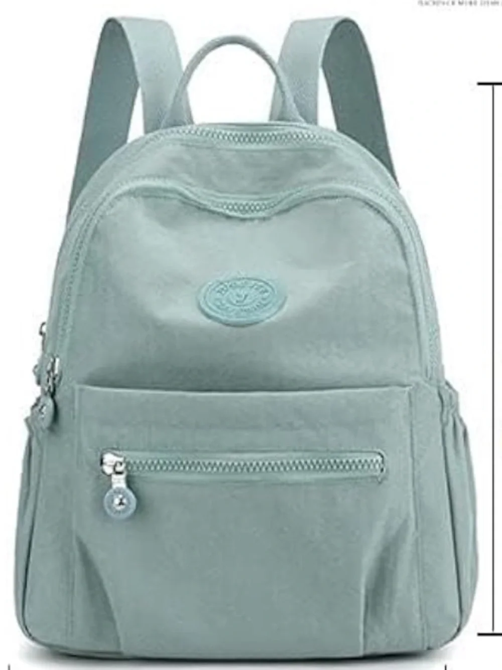 MUKAITE Mint Green Round Front Backpack with Zip Pocket